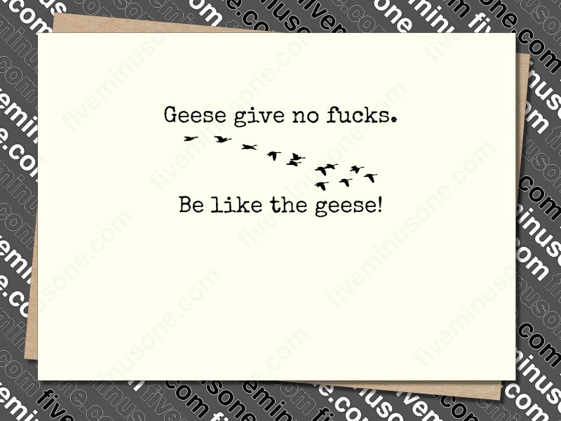 Geese give no fucks. Be like the geese! Front of card.