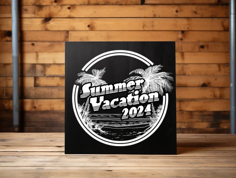 Summer vacation 2024. Black sign with white printing.