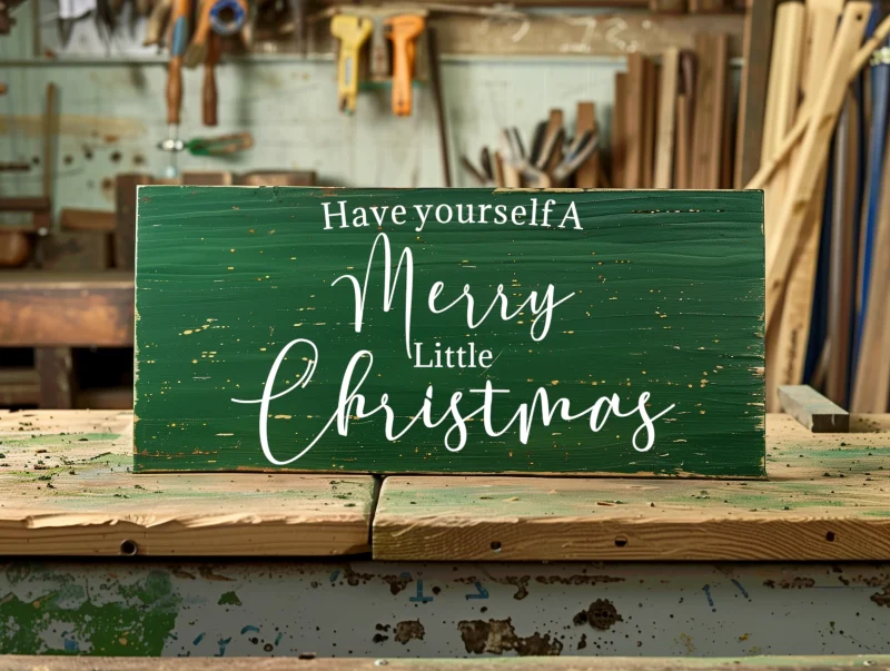 Have yourself a merry little Christmas. Green sign with white lettering.