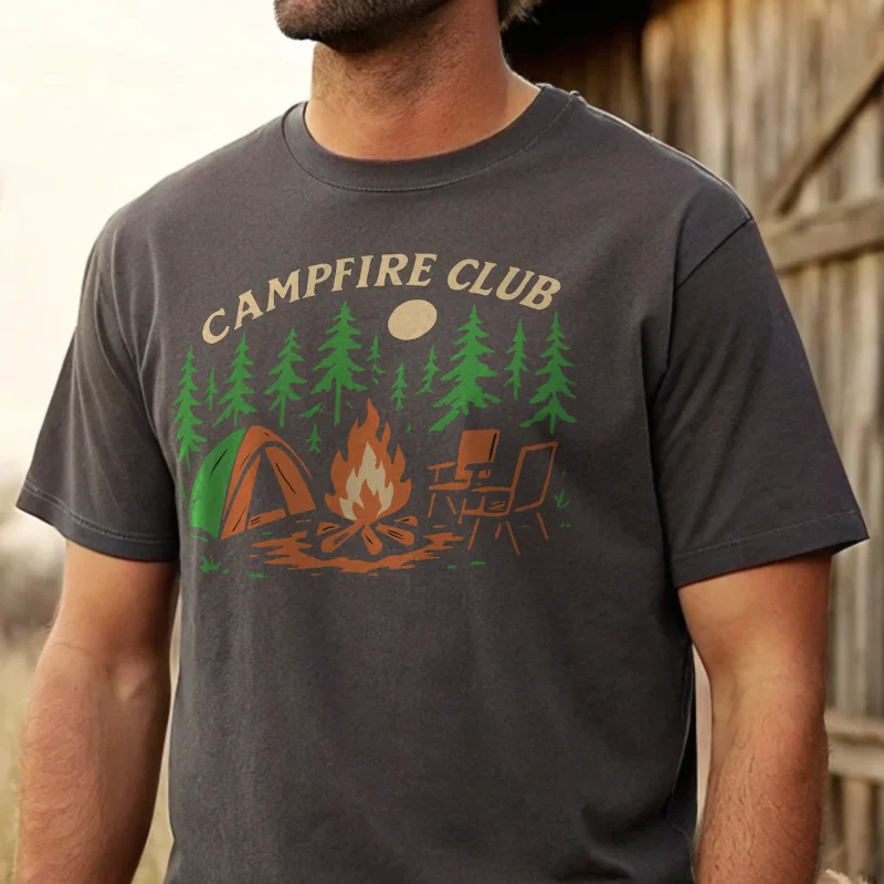 Campfire Club Summer 006 Charcoal Shirt Male Model Full Body Closeup