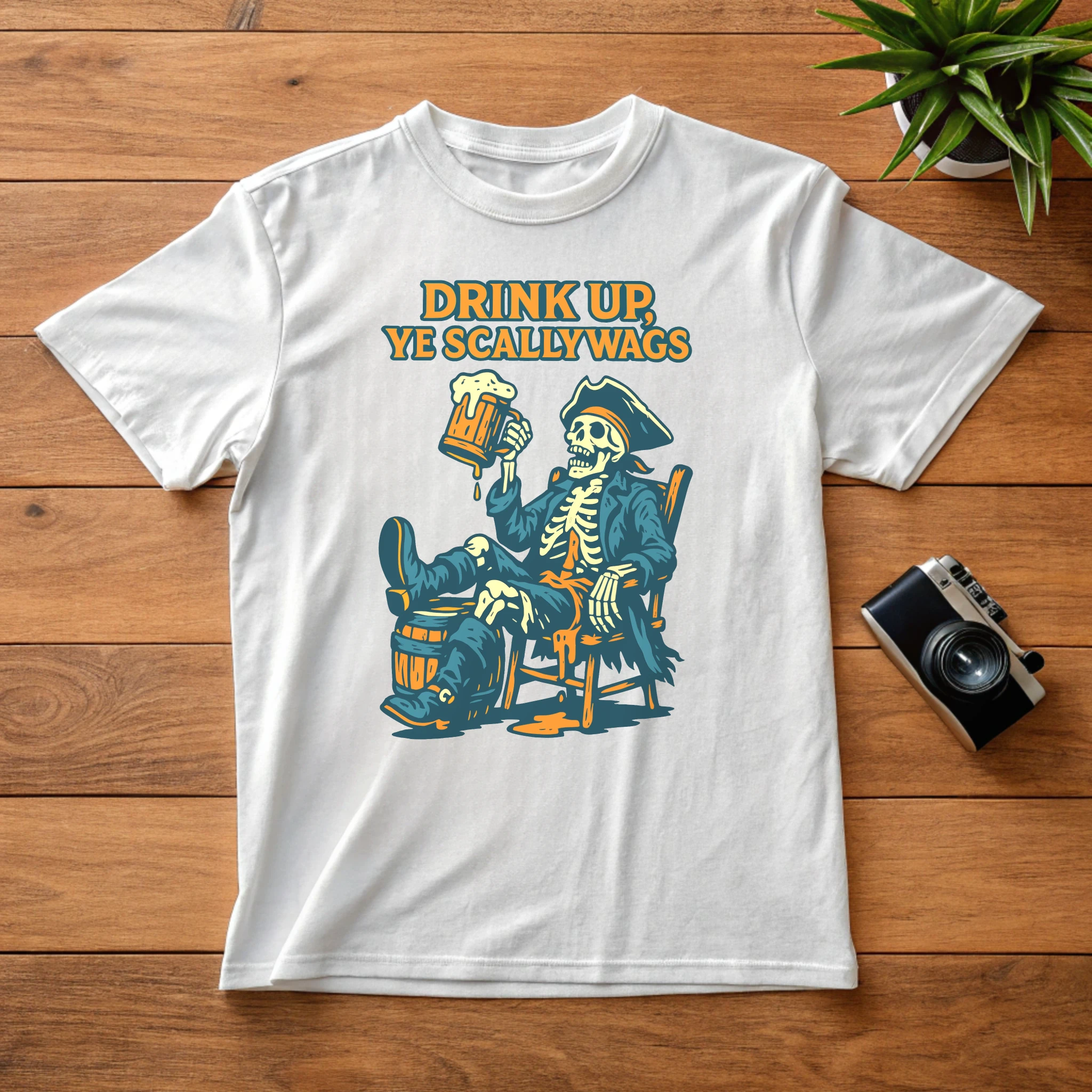 Drink Up Ye Scallywags Halloween 017 White Shirt Layflat