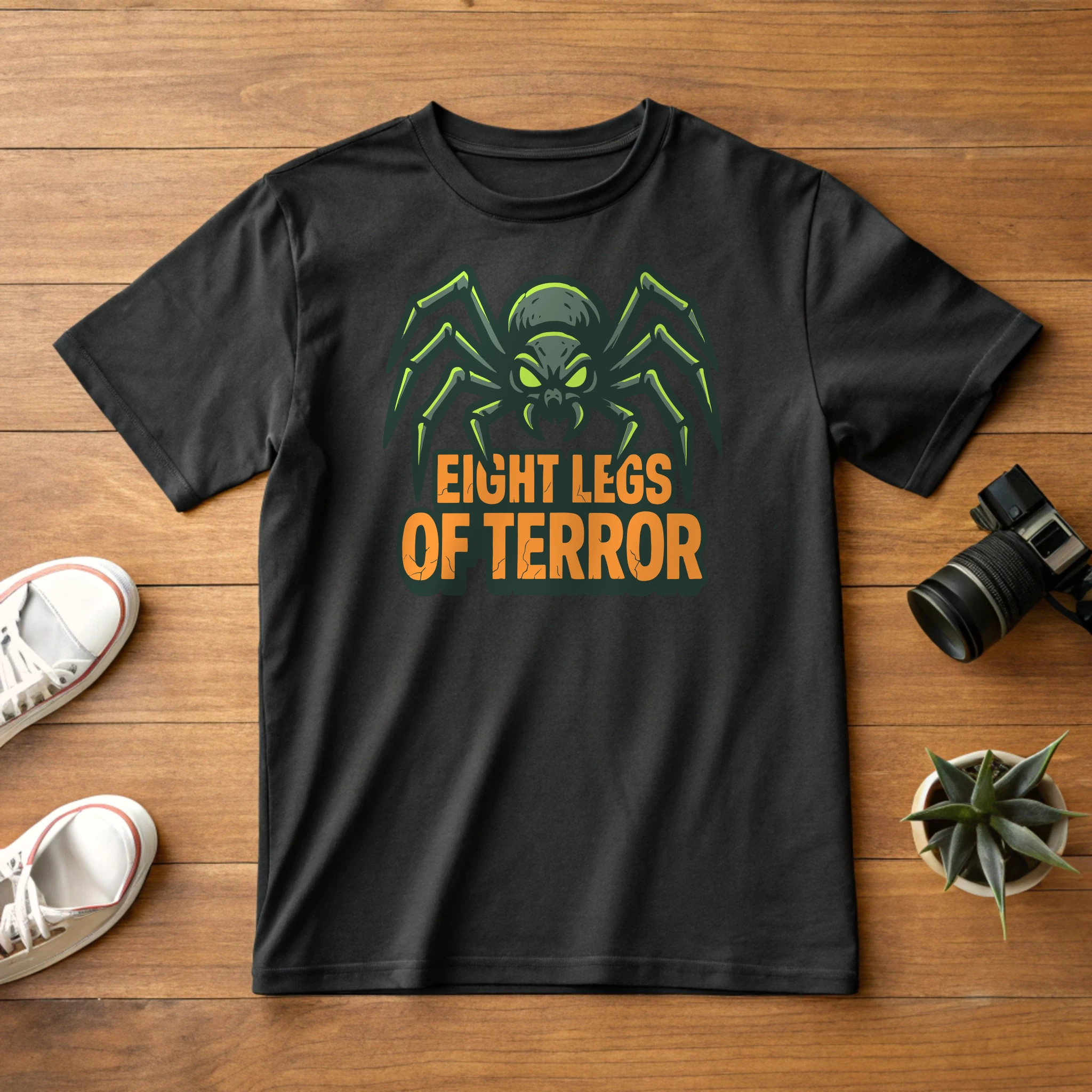 Eight Legs Of Terror Halloween 020 Black Shirt Layflat