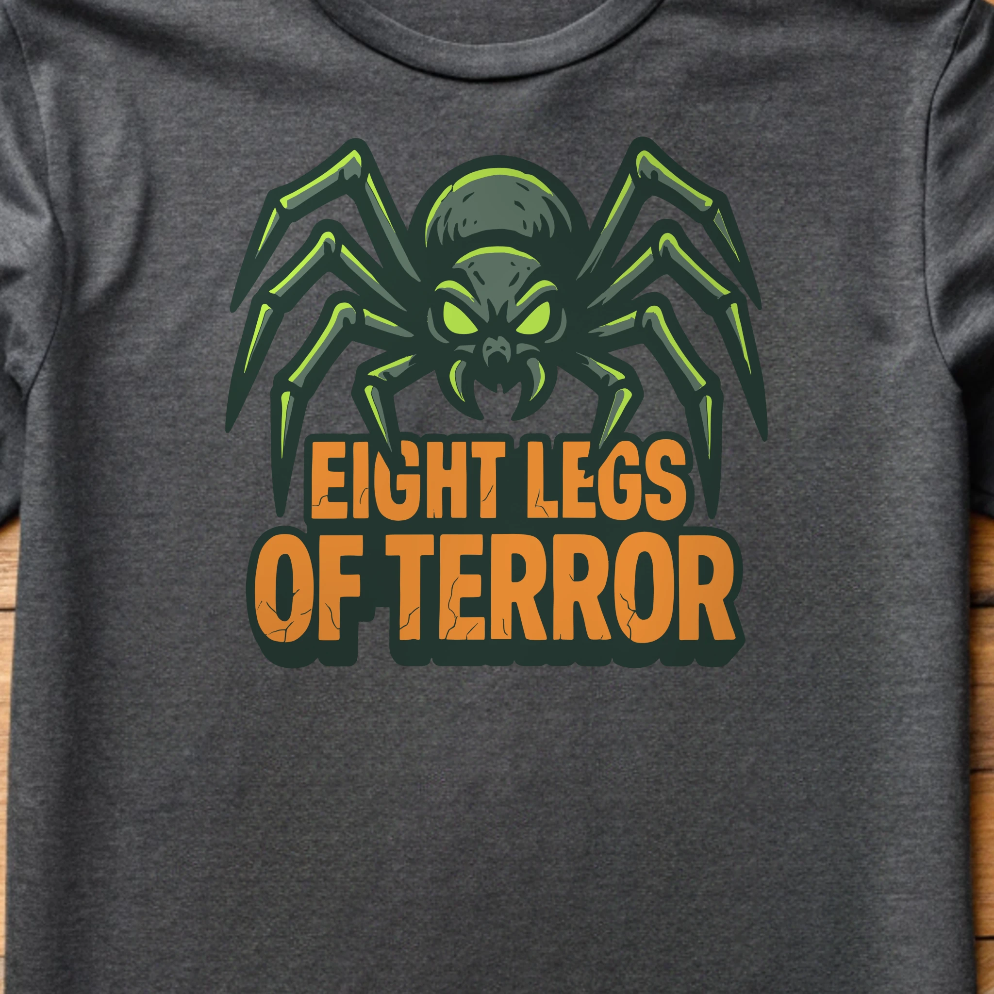 Eight Legs Of Terror Halloween 020 Charcoal Shirt Layflat Closeup