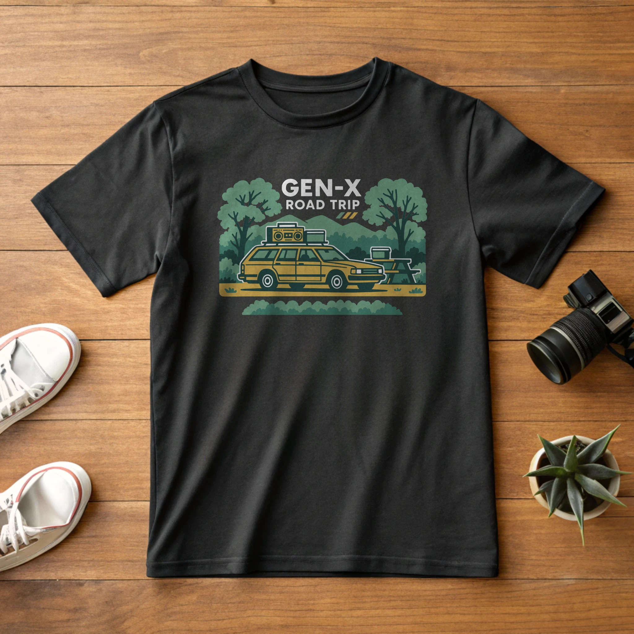 Gen X Road Trip Genx 008 Black Shirt Layflat