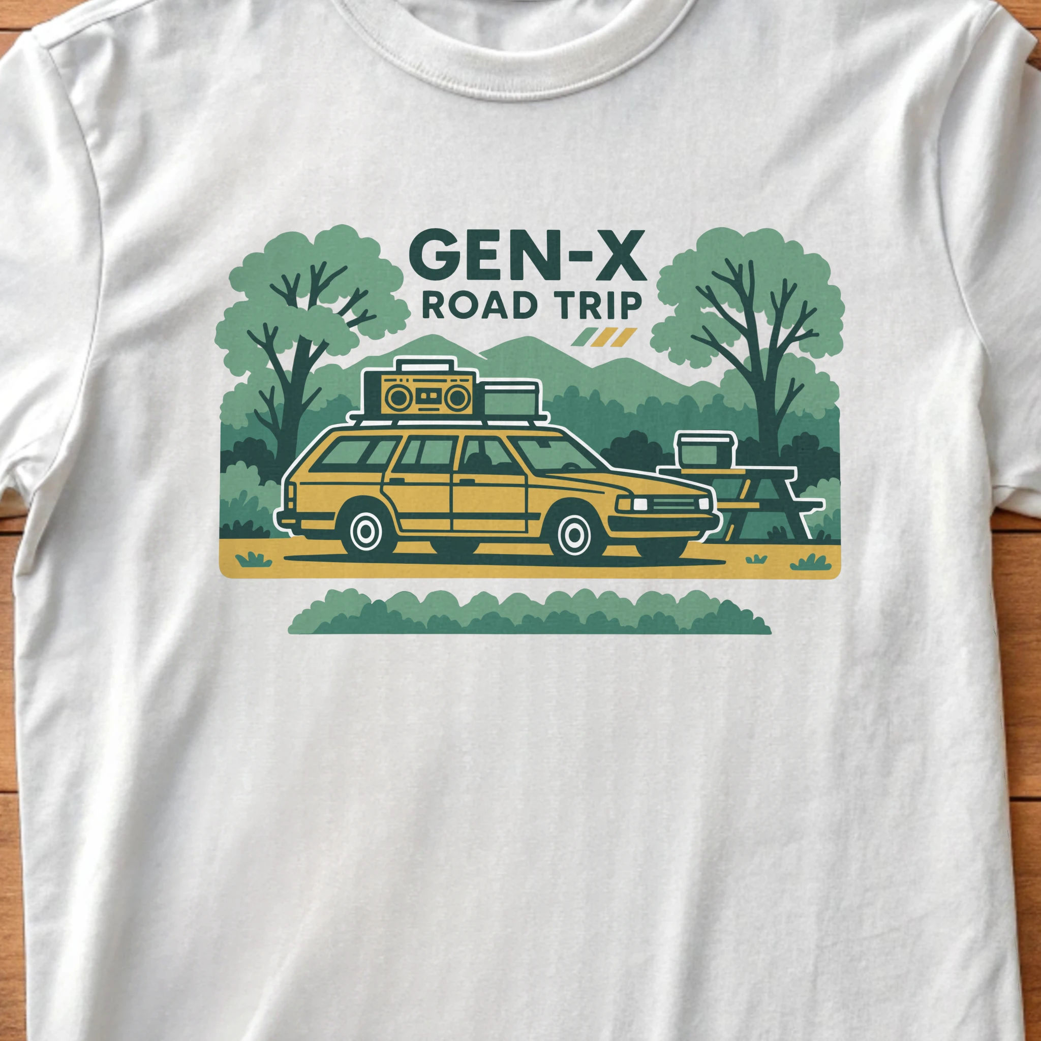 Gen X Road Trip Genx 008 White Shirt Layflat Closeup