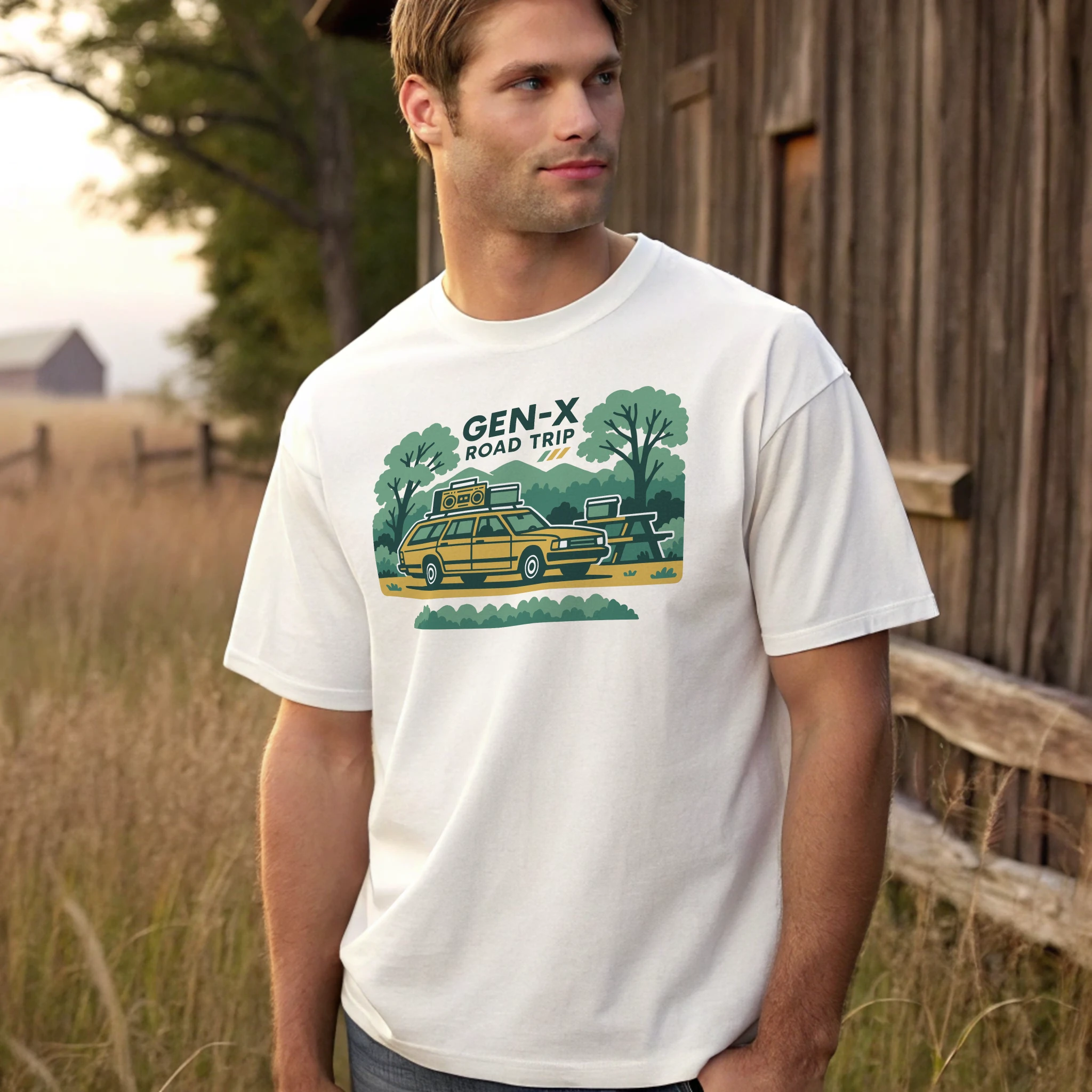 Gen X Road Trip Genx 008 White Shirt Male Model Full Body