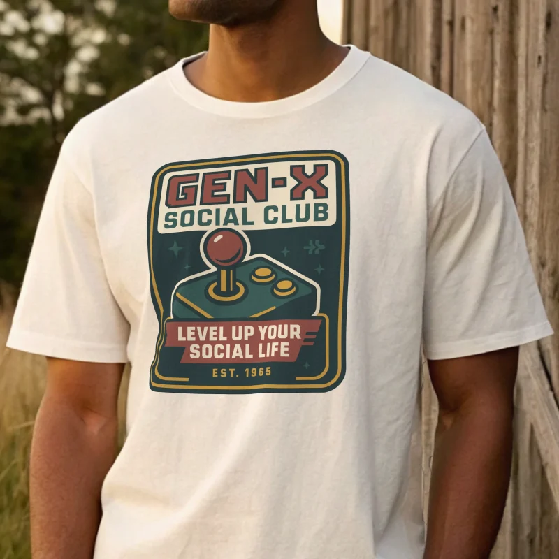 Gen X Social Club Genx 007 White Shirt Male Model Full Body Closeup