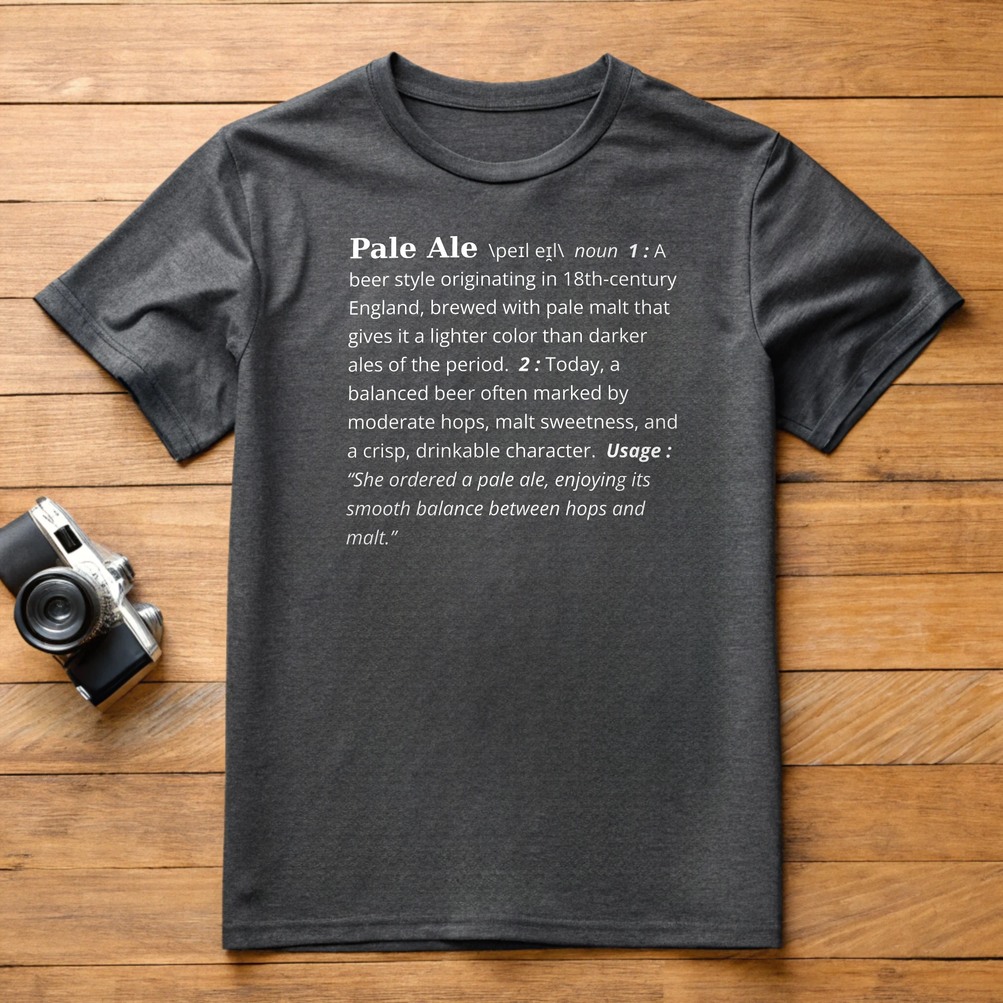 Pale Ale Definition Beer 002 Charcoal Shirt Layflat
