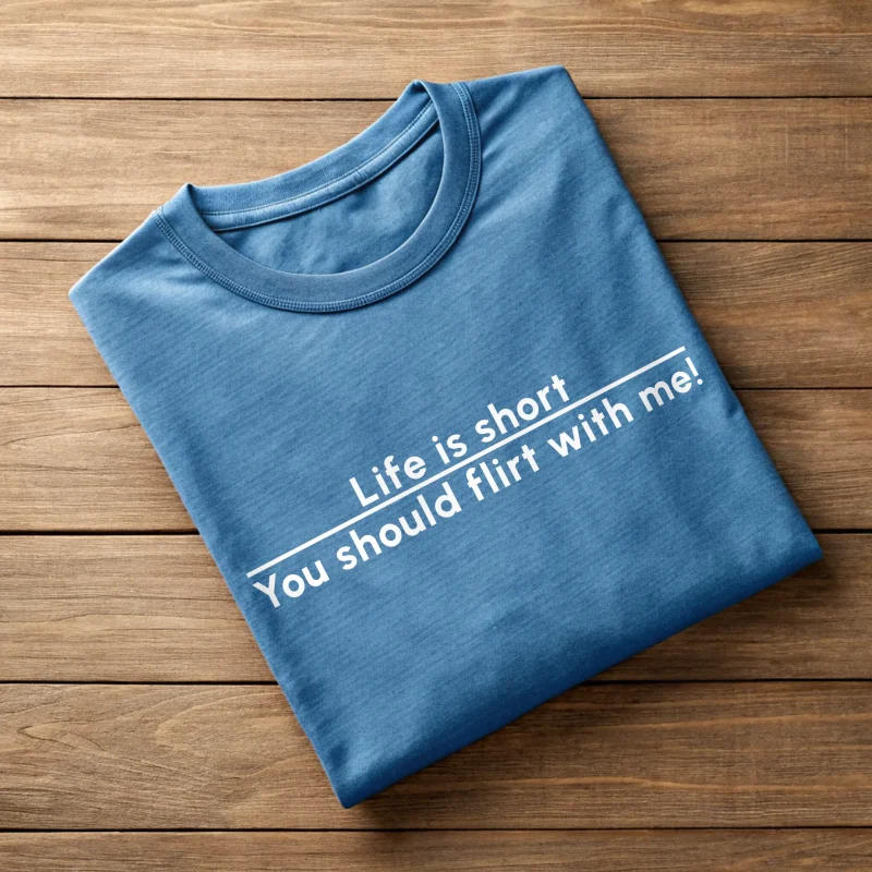 You Should Flirt With Me Fun 018 Blue Jean Shirt Half Folded