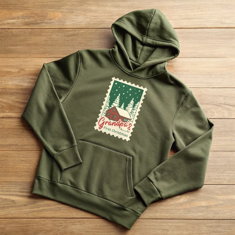 Grandpas Fist Chistmas Xmas 011 Gildan 18500 Hoodie Military Green Layflat
