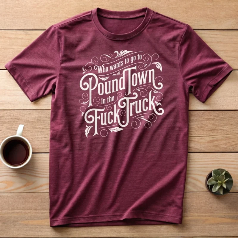 Oysterwood Pound Town Fuck Truck T Shirt Vintage Script Graphic Tee Wine Layflat
